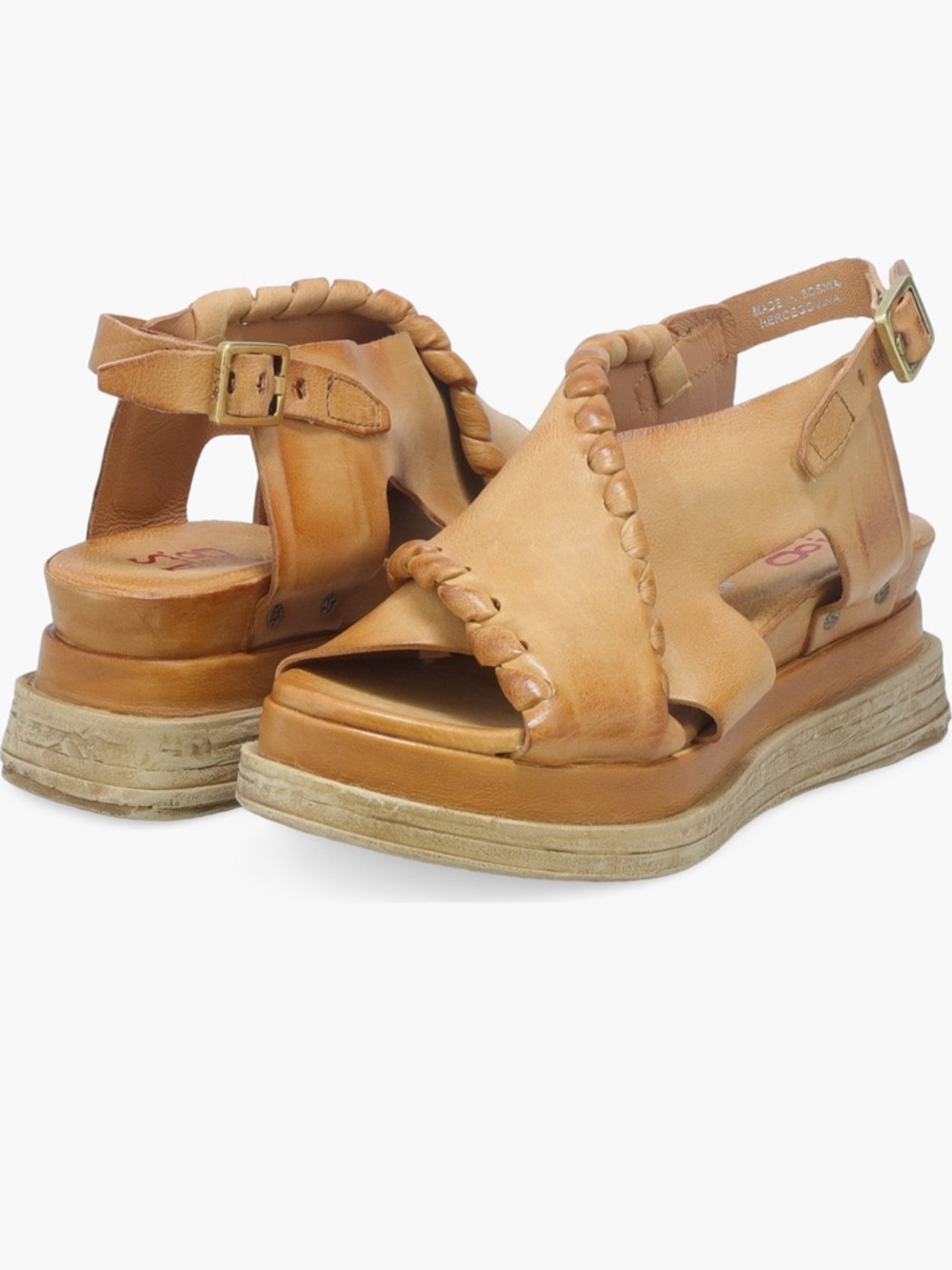 NWT A.S.98 LUMY PLATFORM LEATHER SANDAL IN CAMEL COLOR SIZE EU39/US9 - Picture 10 of 15